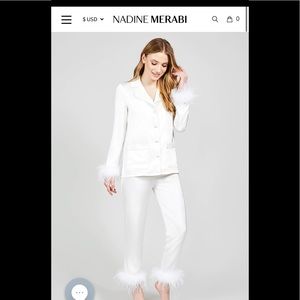 White feather pajamas XS like new